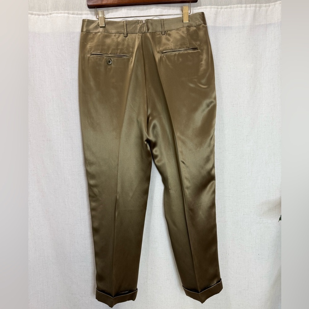 Ralph Lauren Satin Pleated Dress Pants 6 | Cuffed Hem Trousers - Picture 2 of 6